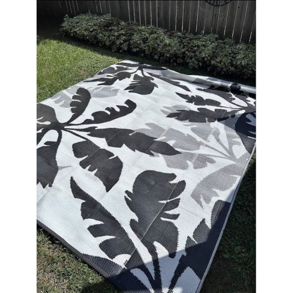 Outdoor Patio RV Rug, 5x8 ft Waterproof Reversible Large Area Rugs Plastic Straw